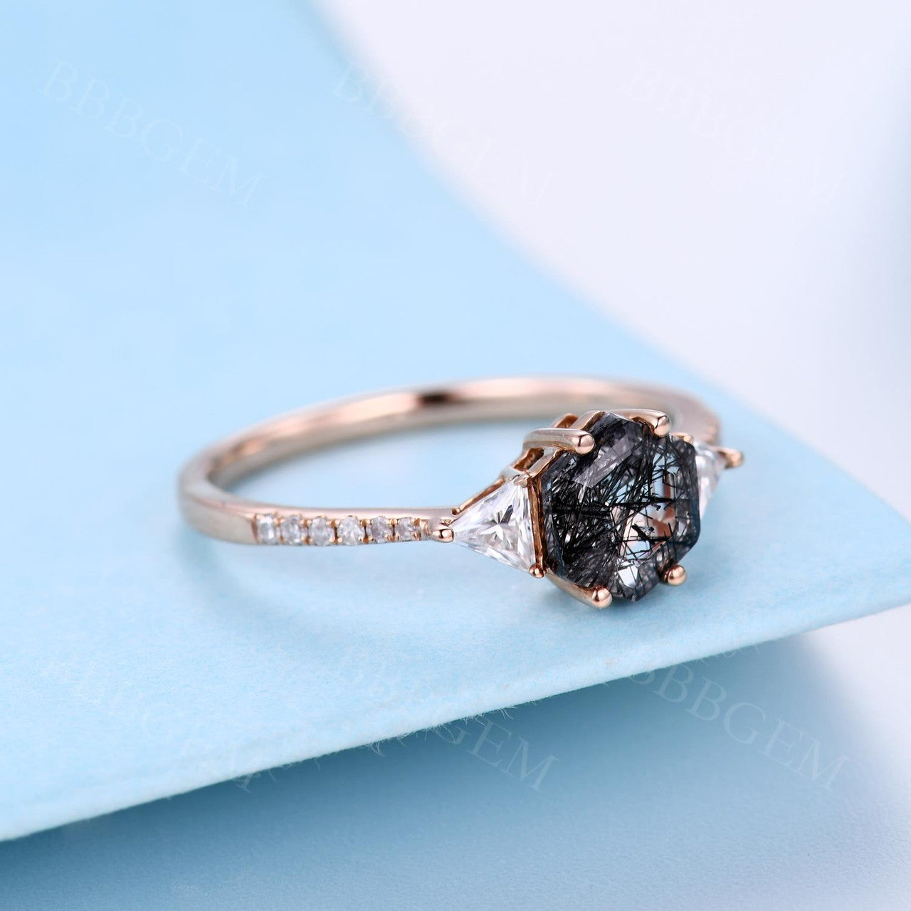 black rutilated quartz meaning-BBBGEM black rutilated quartz ring gold