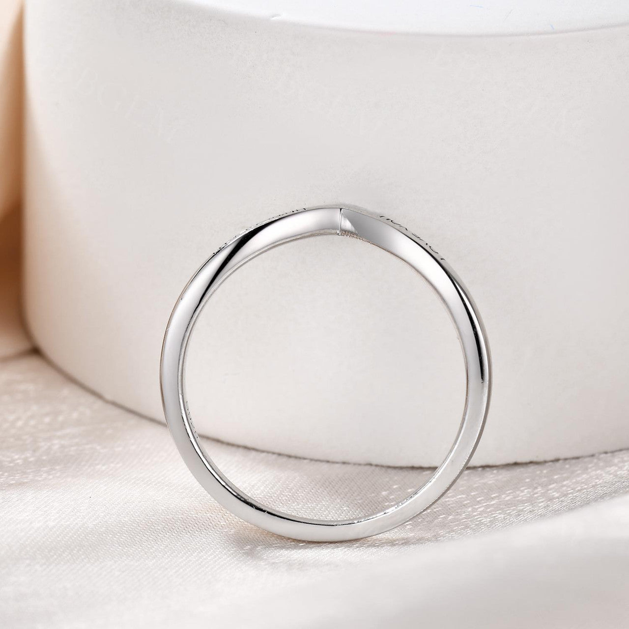 Love You Until Death Engraving Plain Gold V Shaped Band Curve Sterling Silver Ring Band