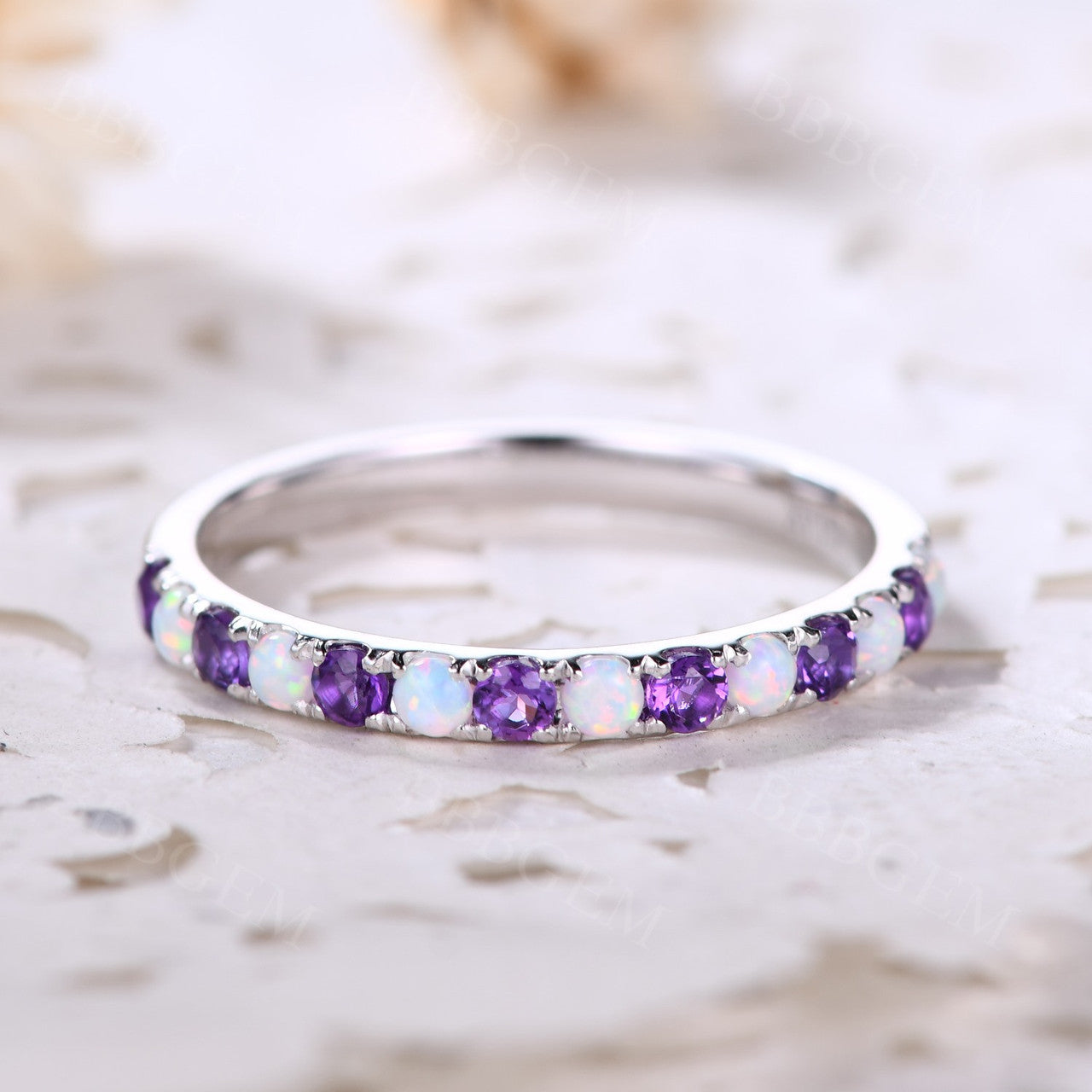 amethyst opal ring band