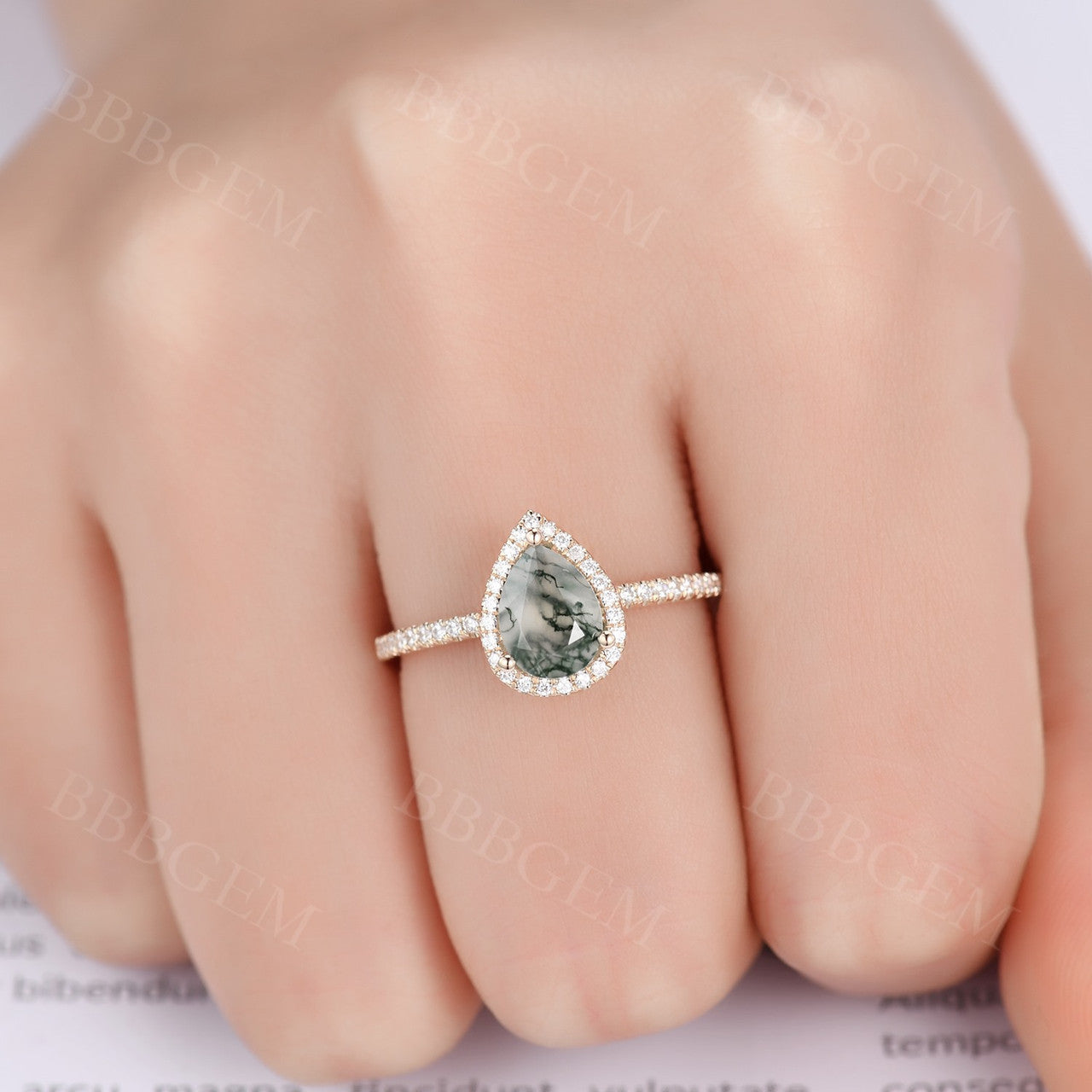 moss agate engagement rings