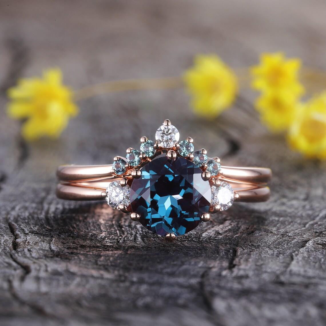 Alexandrite Wedding Rings-BBBGEM Alexandrite Ring