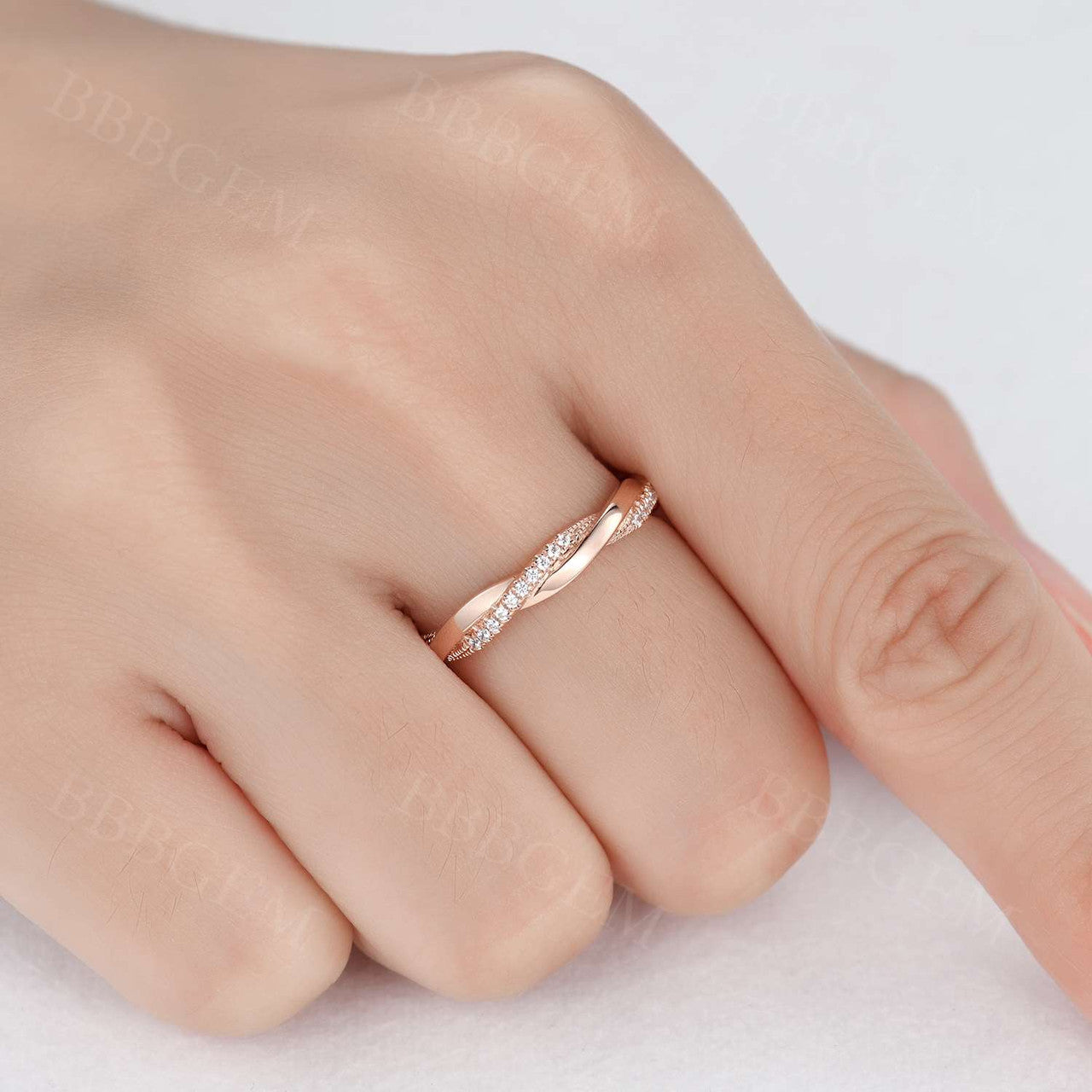 Solid Rose Gold Infinity Wedding Band-BBBGEM Diamond Wedding Band