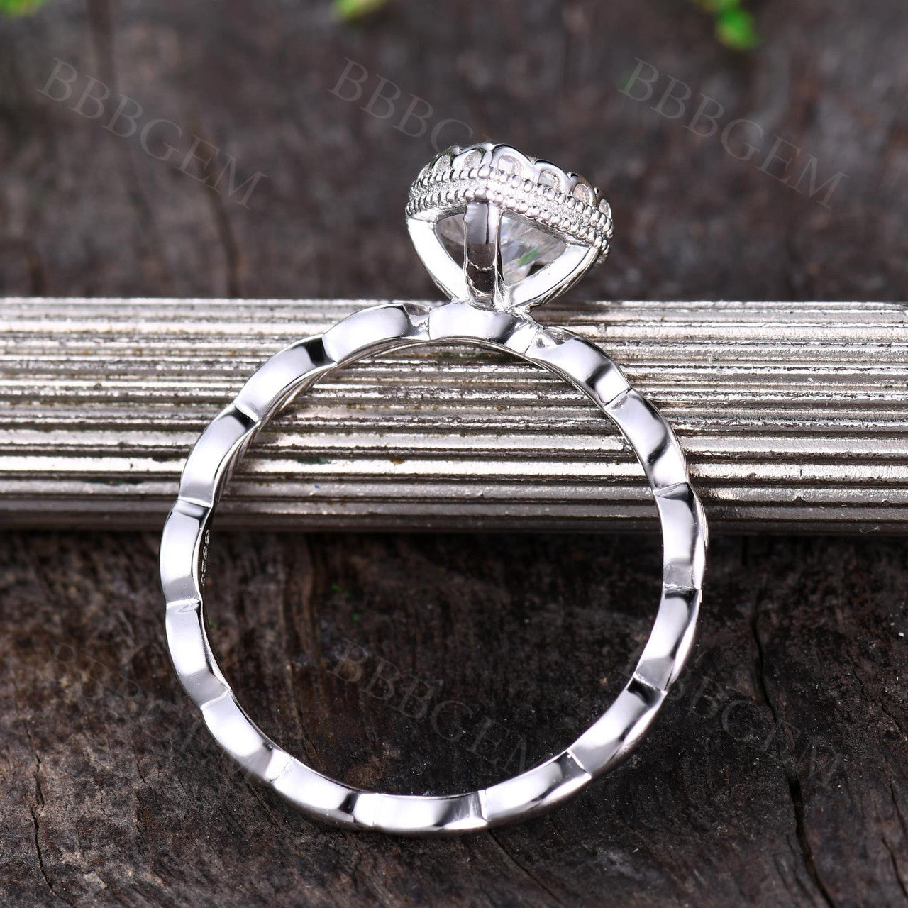 Unique Pear Cut 1.25 Carat Moissanite Engagement Ring Bezel Set White Gold