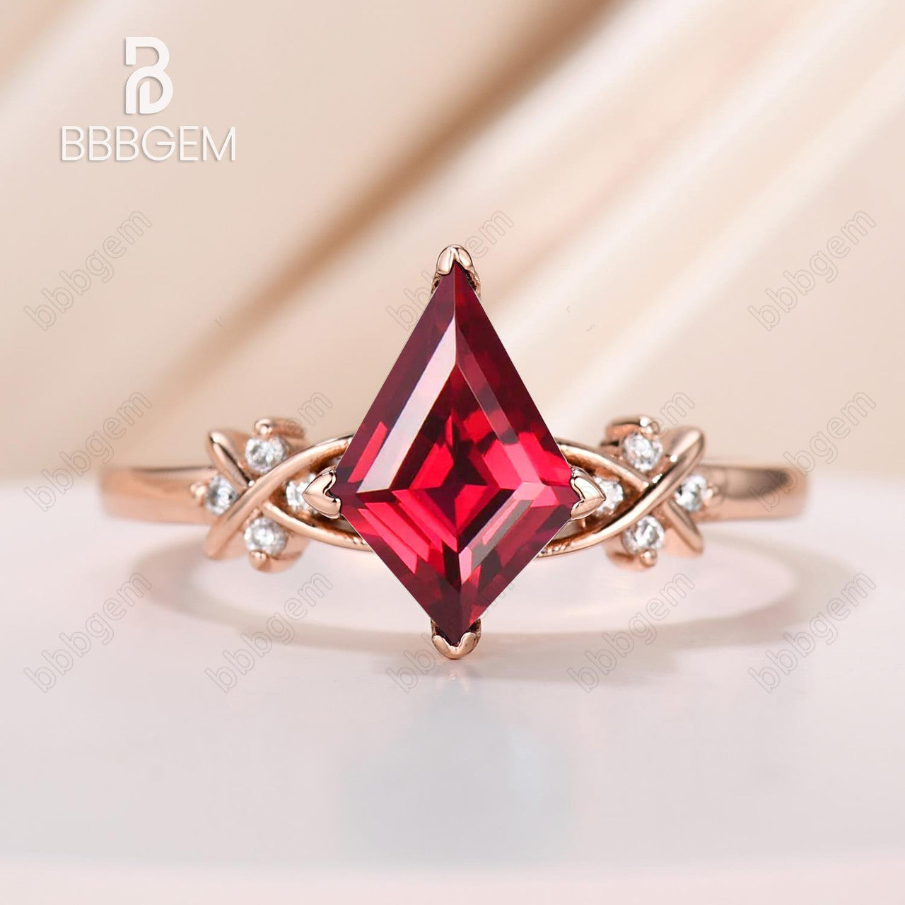 Vintage Kite Ruby Ring 925 Sterling Silver for Women BBBGEM Jewelry