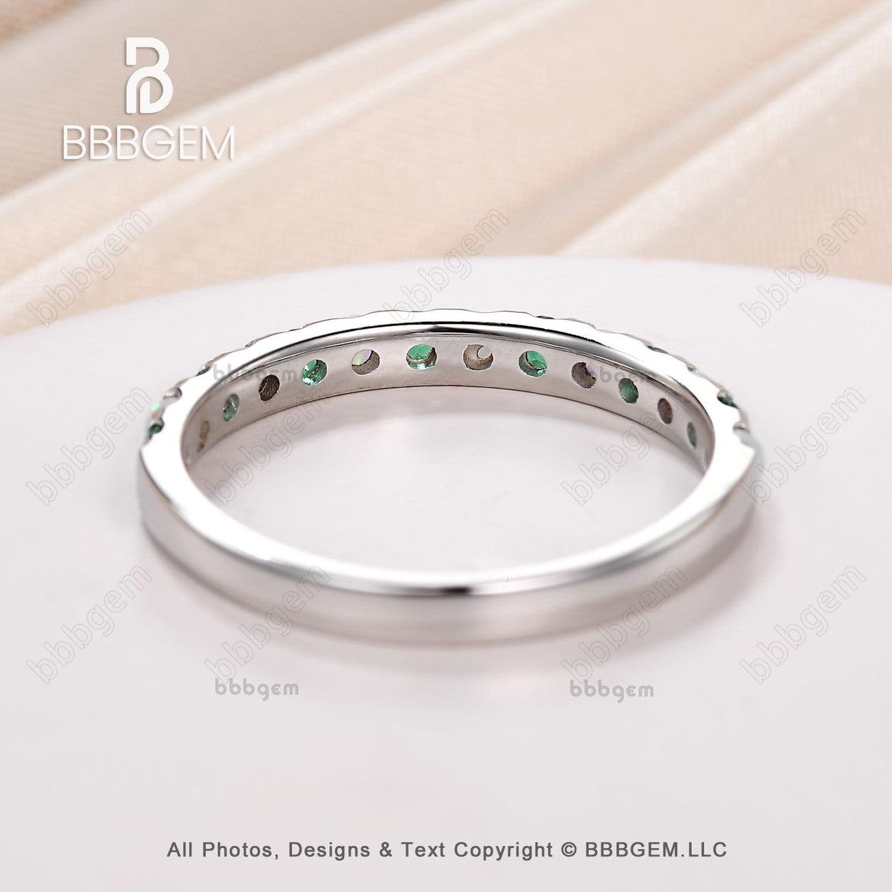 opal and emerald engagement ring-BBBGEM Half Eternity Opal and Emerald Wedding Band