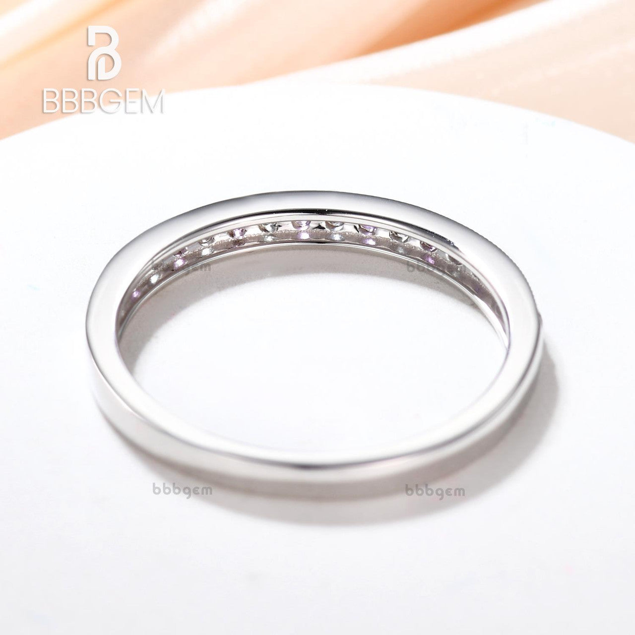 aquamarine and amethyst women band-half eternity gemstone altenative band for women