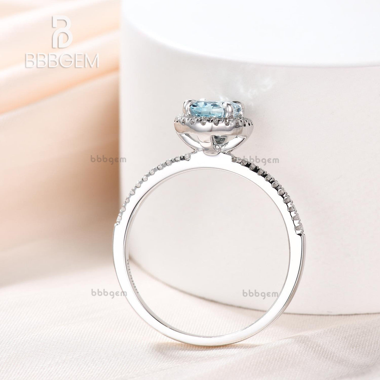 aquamarine diamond rings for women in white gold-aquamarine wedding rings for sale for women-diamond halo blue engagement rings for women