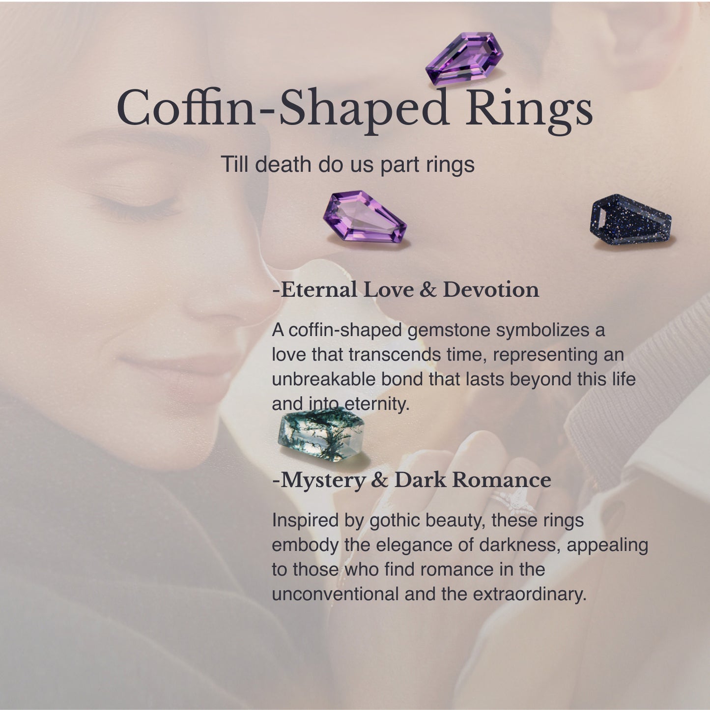 Bat Coffin Themed Natural Garnet Ring Retro Black Wedding Ring for Women