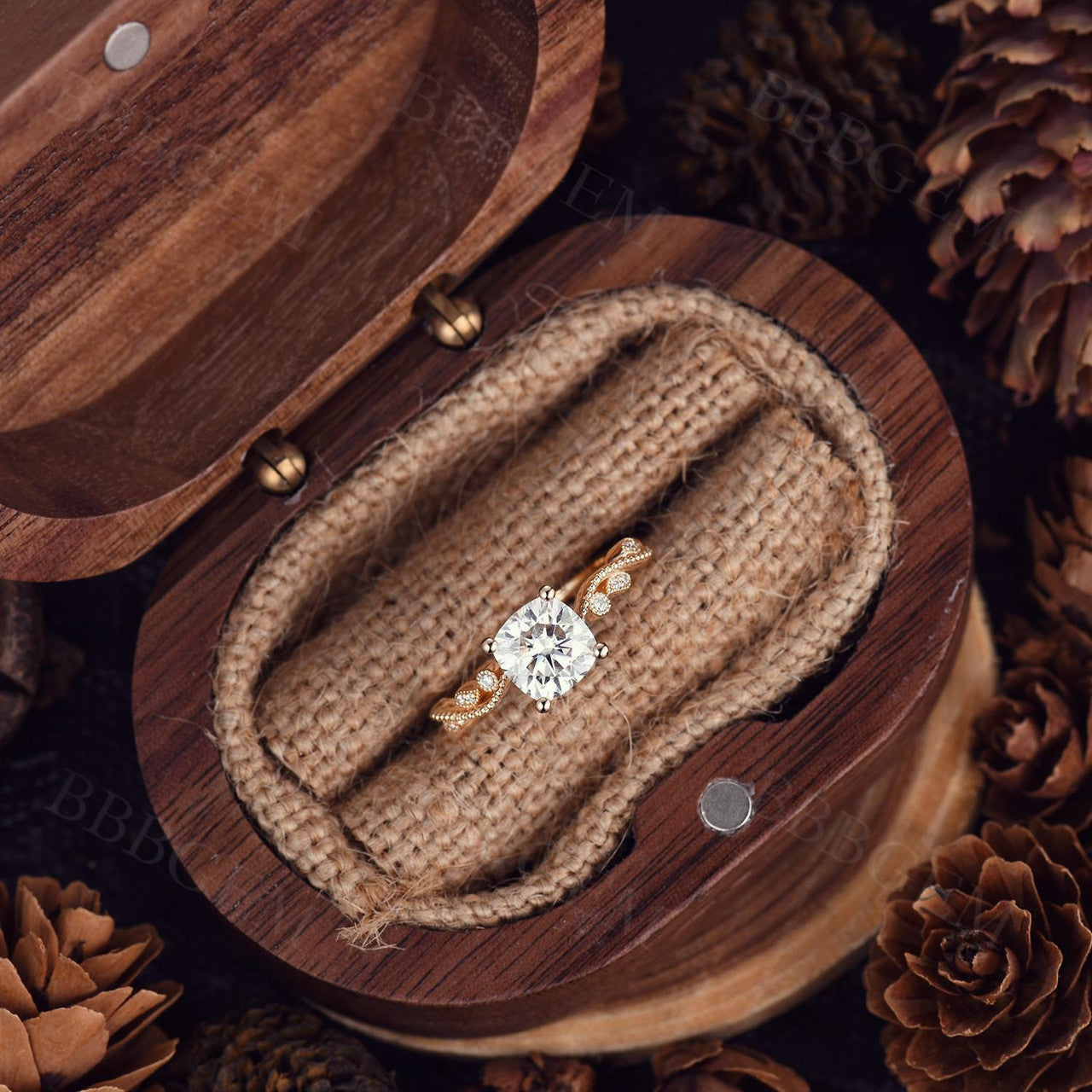 cushion cut moissanite engagement ring -2 Carat cushion cut moissanite ring-bbbgem cushion morganite ring milgrain shank