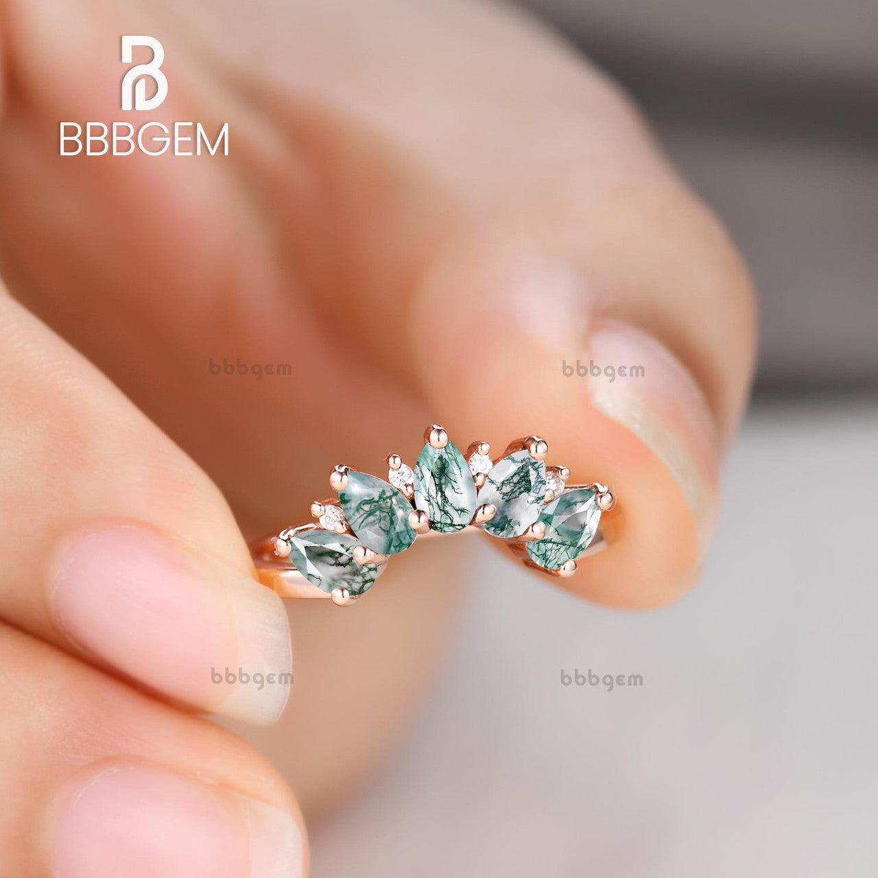 five stone wedding band-5 stone gemstone engagement ring-bbbgem women silver band