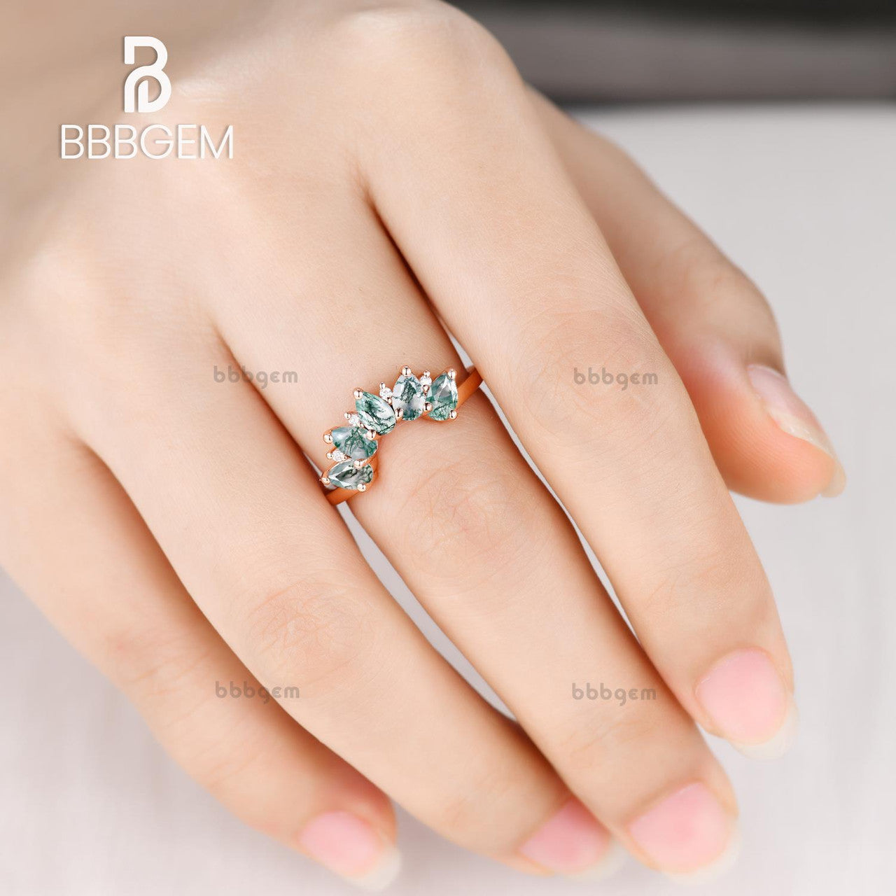 five stone wedding band-5 stone gemstone engagement ring-bbbgem women silver band