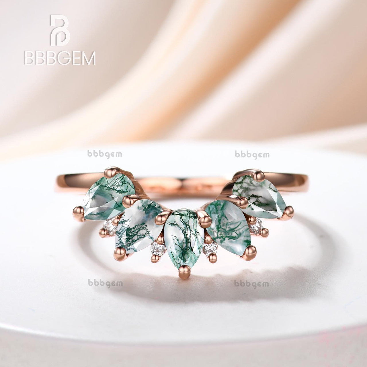 five stone wedding band-5 stone gemstone engagement ring-bbbgem women silver band