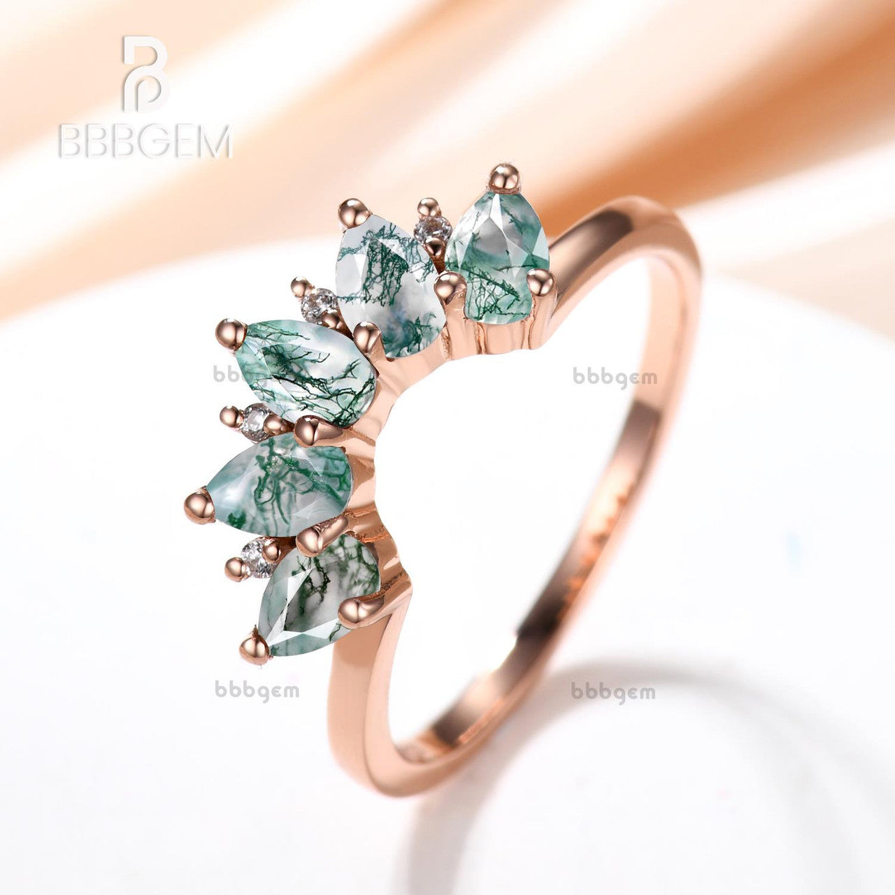 five stone wedding band-5 stone gemstone engagement ring-bbbgem women silver band