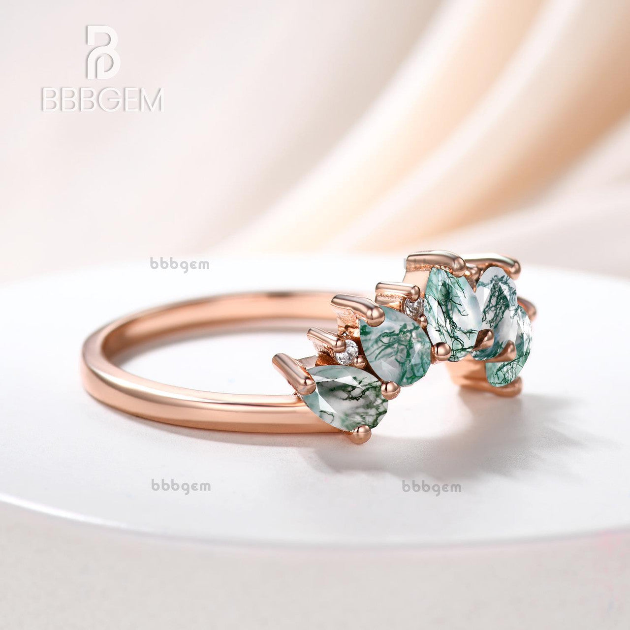 five stone wedding band-5 stone gemstone engagement ring-bbbgem women silver band