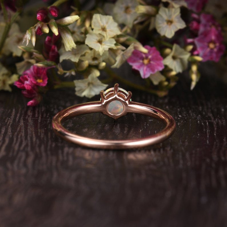 6 prongs Opal Engagement Ring