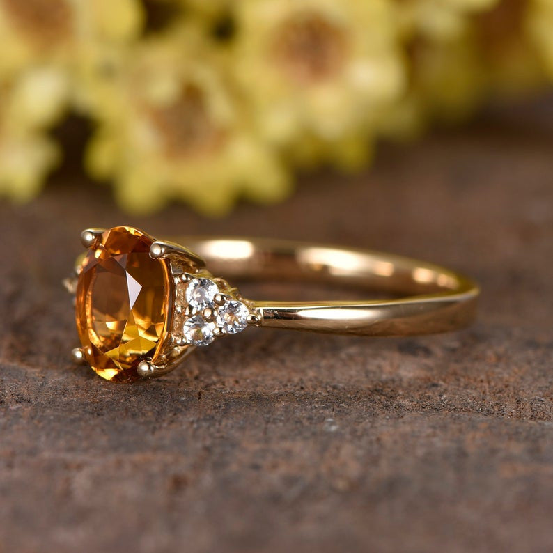 citrine diamond ring-BBBGEM Oval Citrine Oval Rings