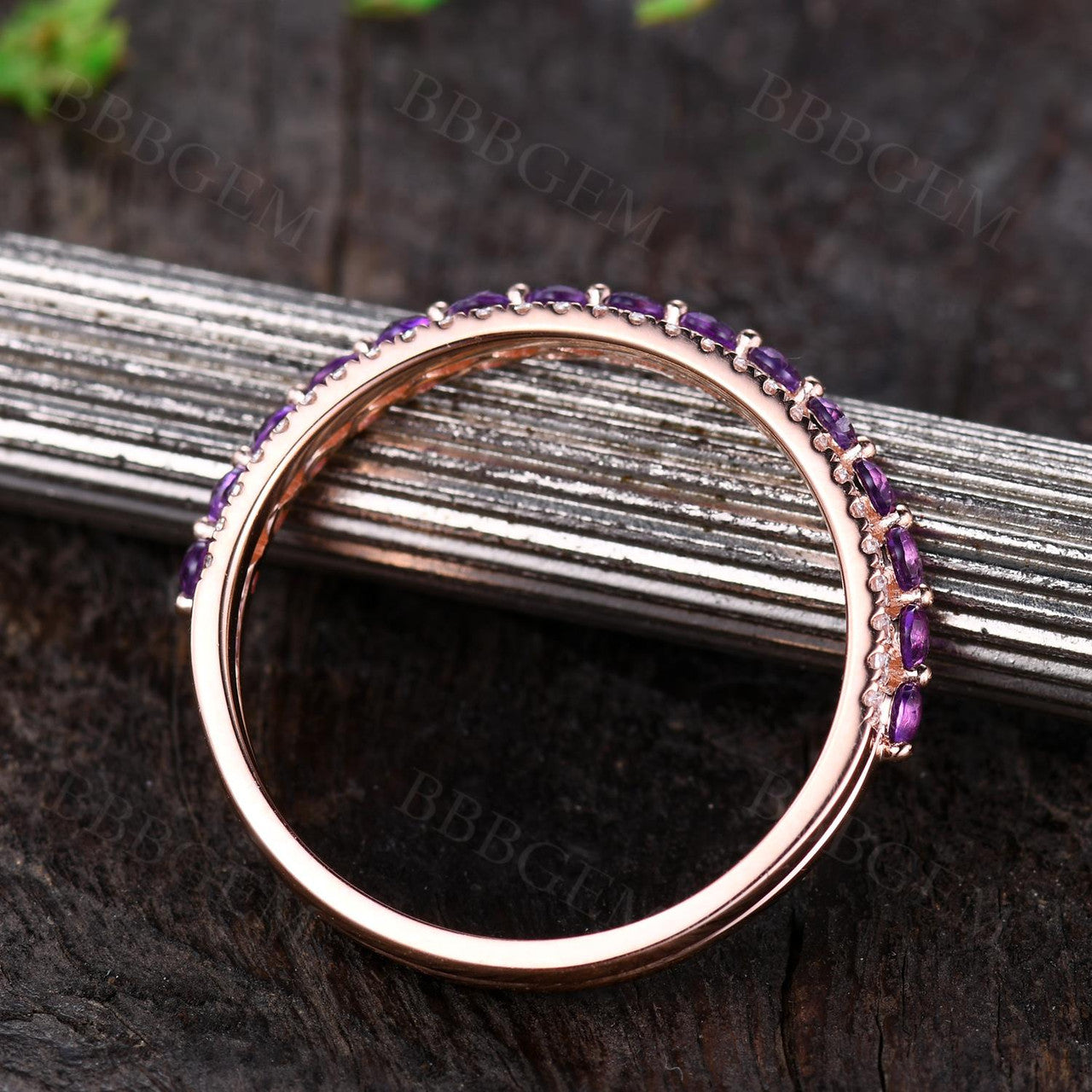 Amethyst Moissanite Promise Ring-BBBGEM Amethyst Rings