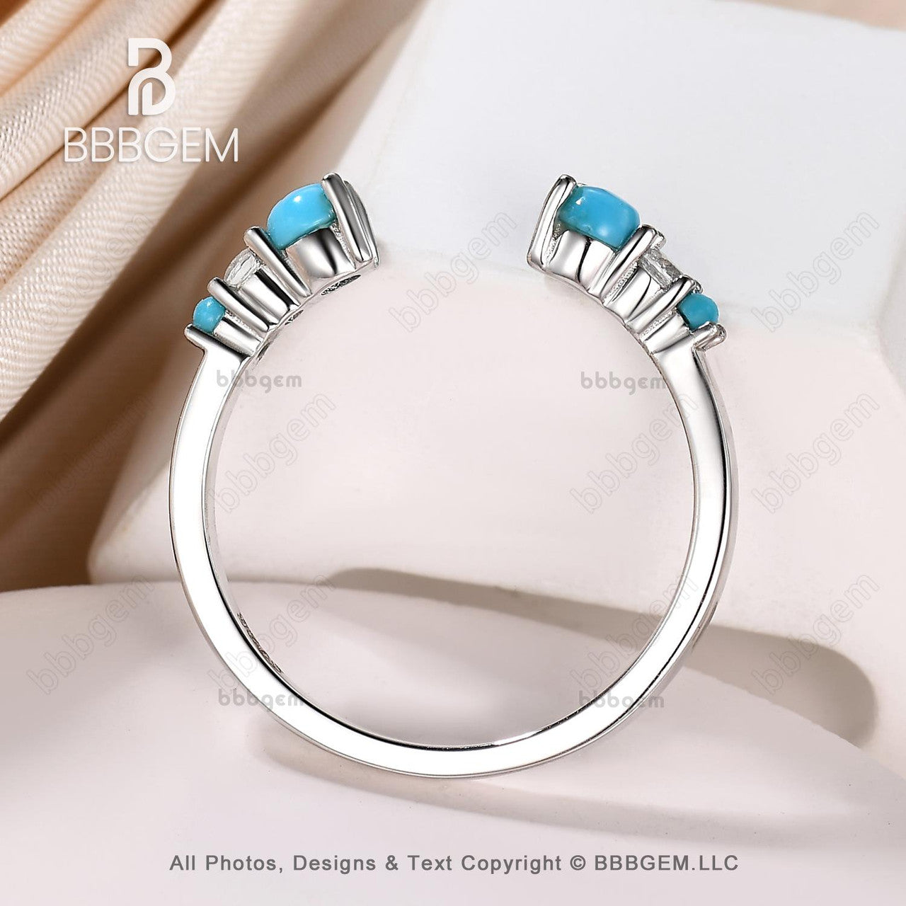 open gap band-turquoise diamond white gold gap band- 1.4mm Wide Open Wedding Band With Gap -bbbgem