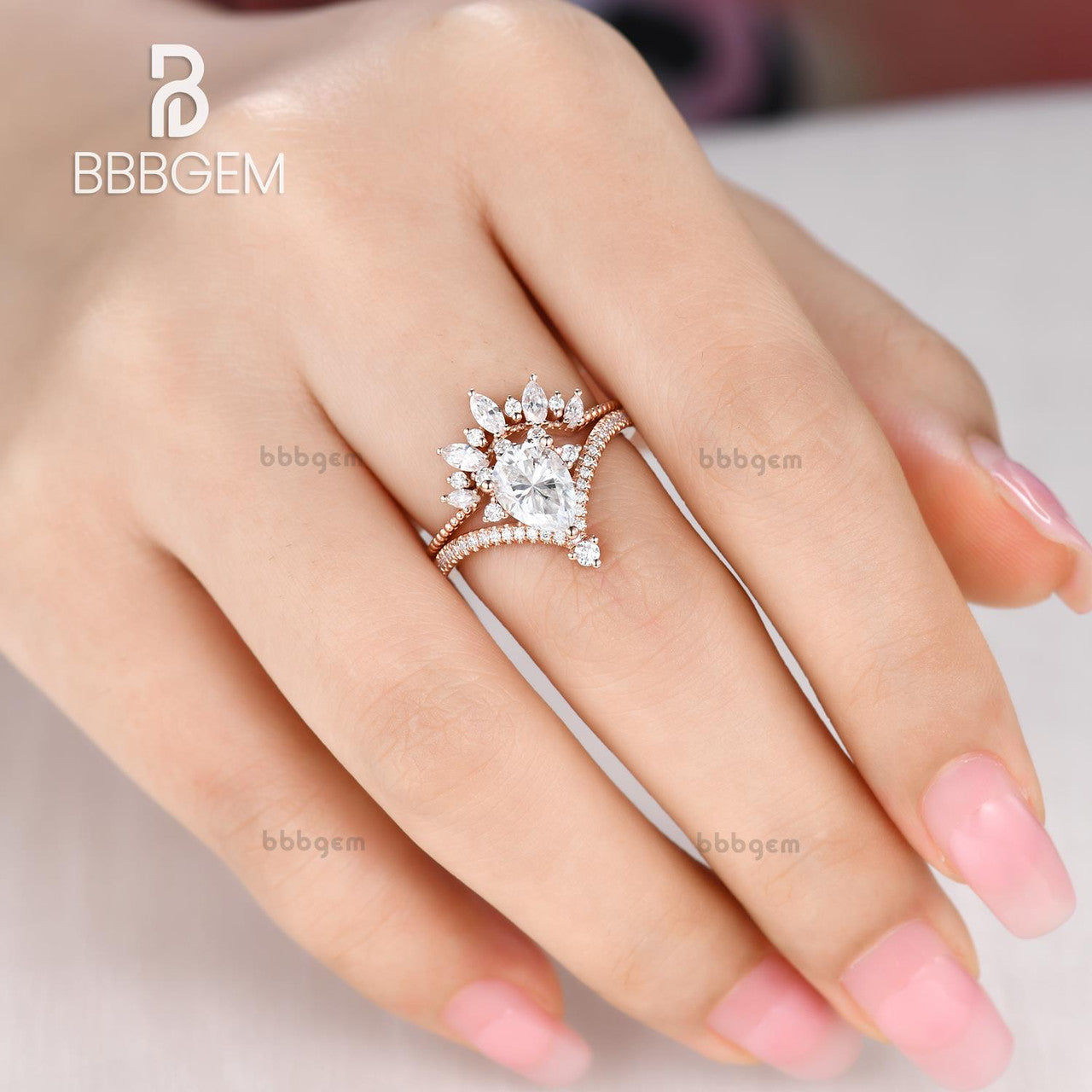 pear moissanite engagement rings for women -engagement women moissanite rings rose gold-women pear shaped engagement ring (4)