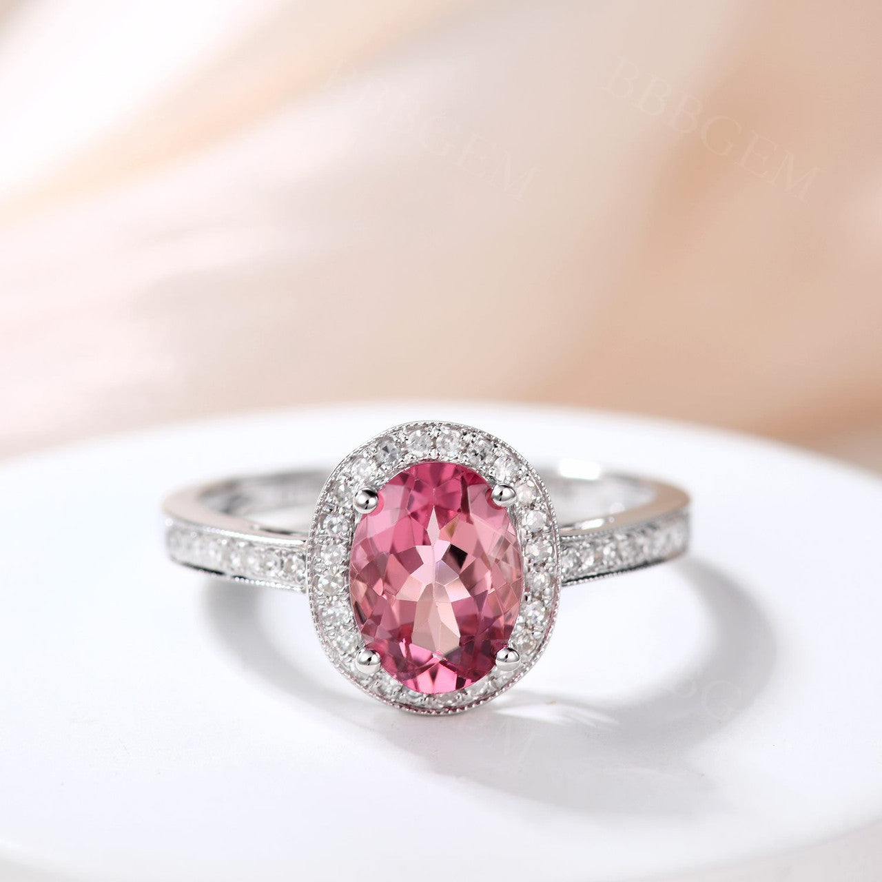 raw pink tourmaline-tourmaline birth stone-pink tourmaline ring-oval pink tourmaline ring-bbbgem jewelry