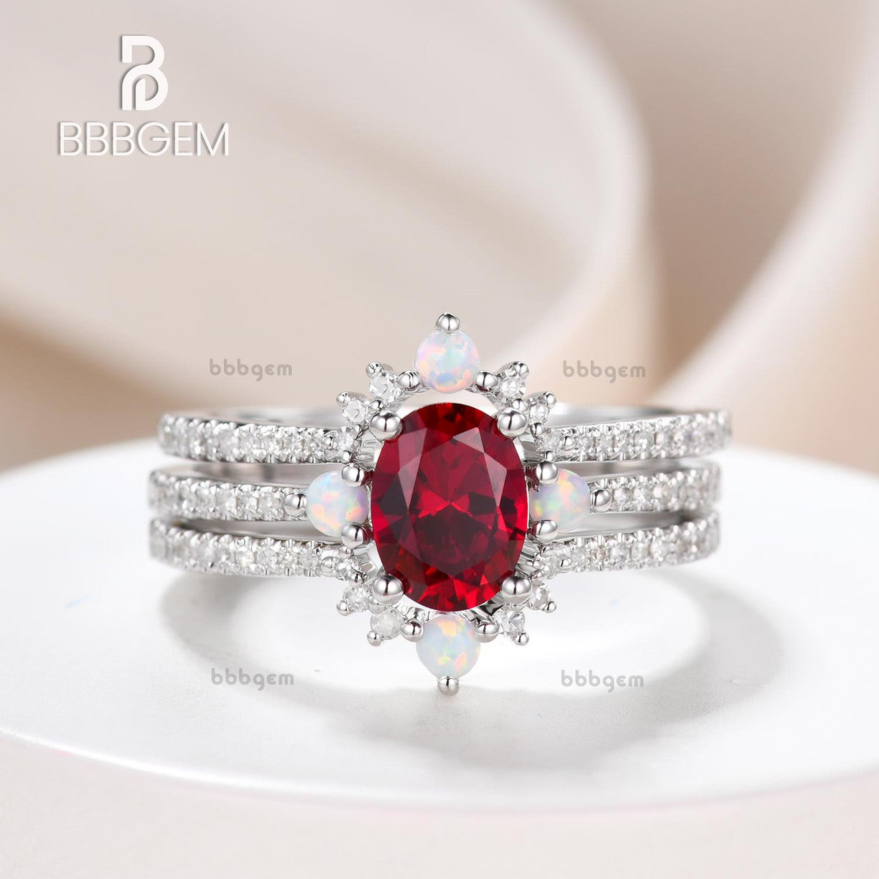 ruby wedding ring sets white gold-3 stone ruby opal diamond engagement ring set-diamond and ruby wedding ring sets