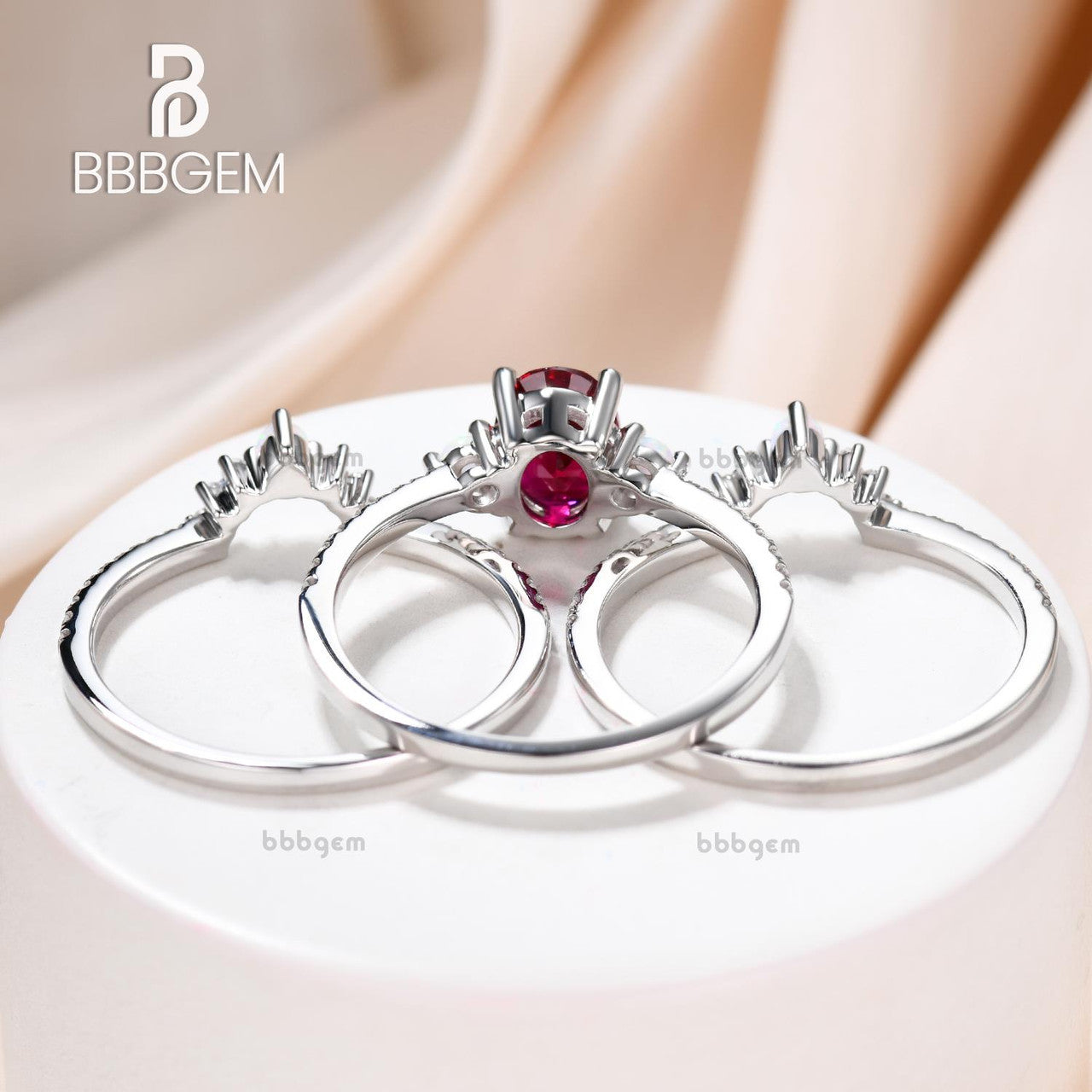 ruby wedding ring sets white gold-3 stone ruby opal diamond engagement ring set-diamond and ruby wedding ring sets