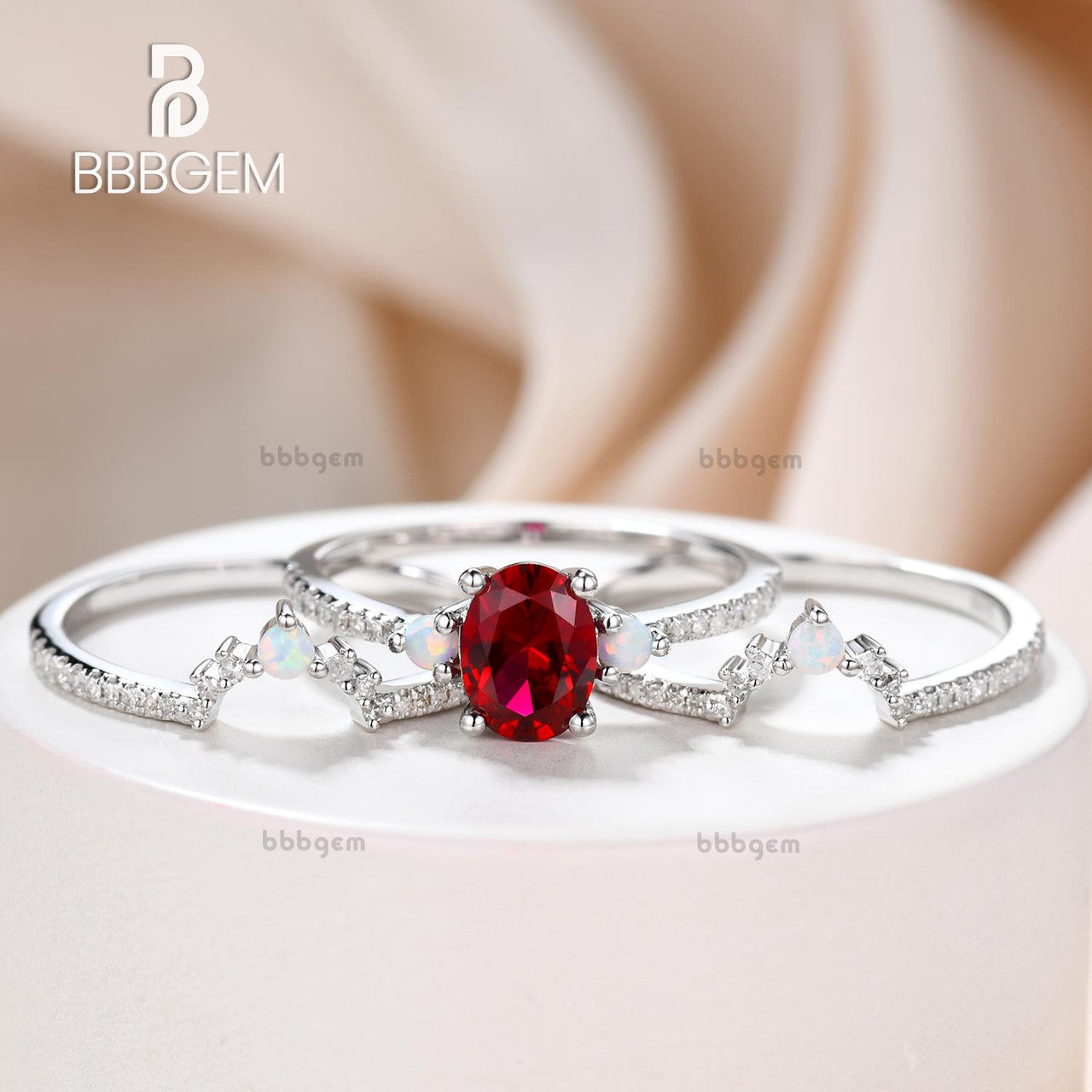 ruby wedding ring sets white gold-3 stone ruby opal diamond engagement ring set-diamond and ruby wedding ring sets