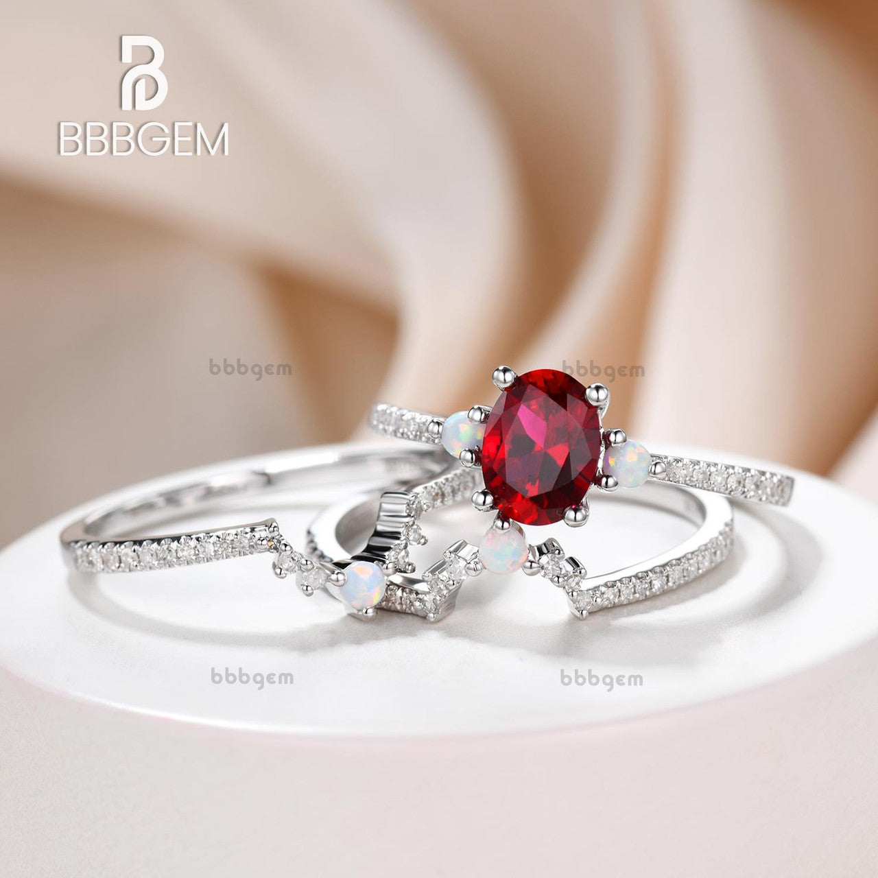 ruby wedding ring sets white gold-3 stone ruby opal diamond engagement ring set-diamond and ruby wedding ring sets