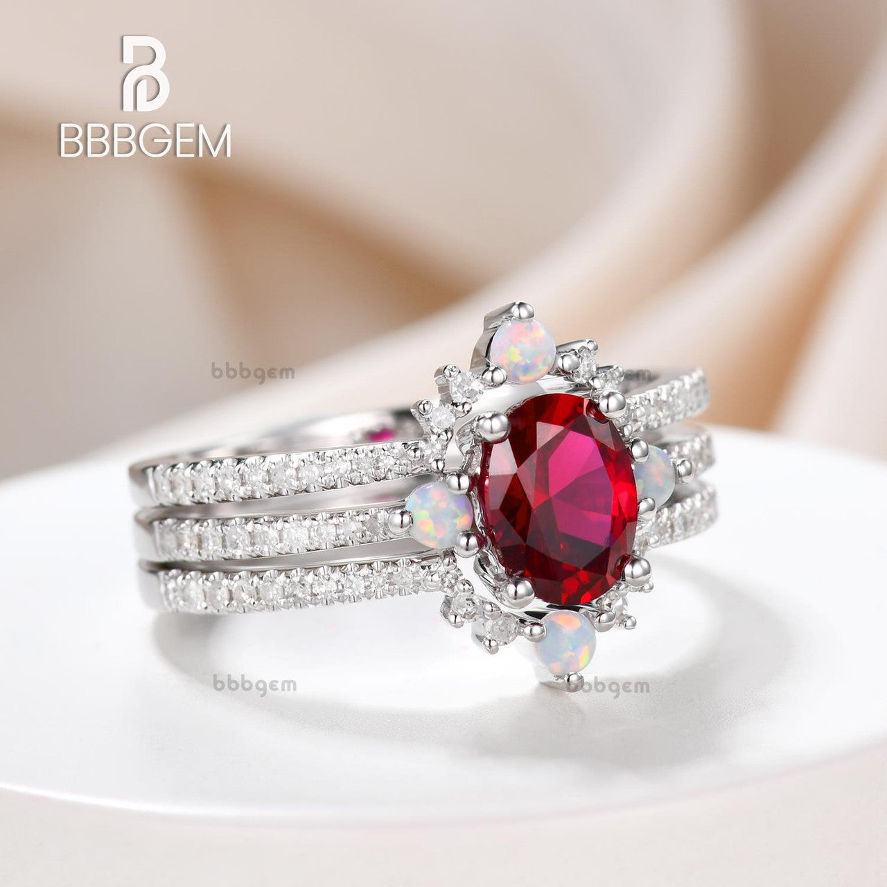 ruby wedding ring sets white gold-3 stone ruby opal diamond engagement ring set-diamond and ruby wedding ring sets