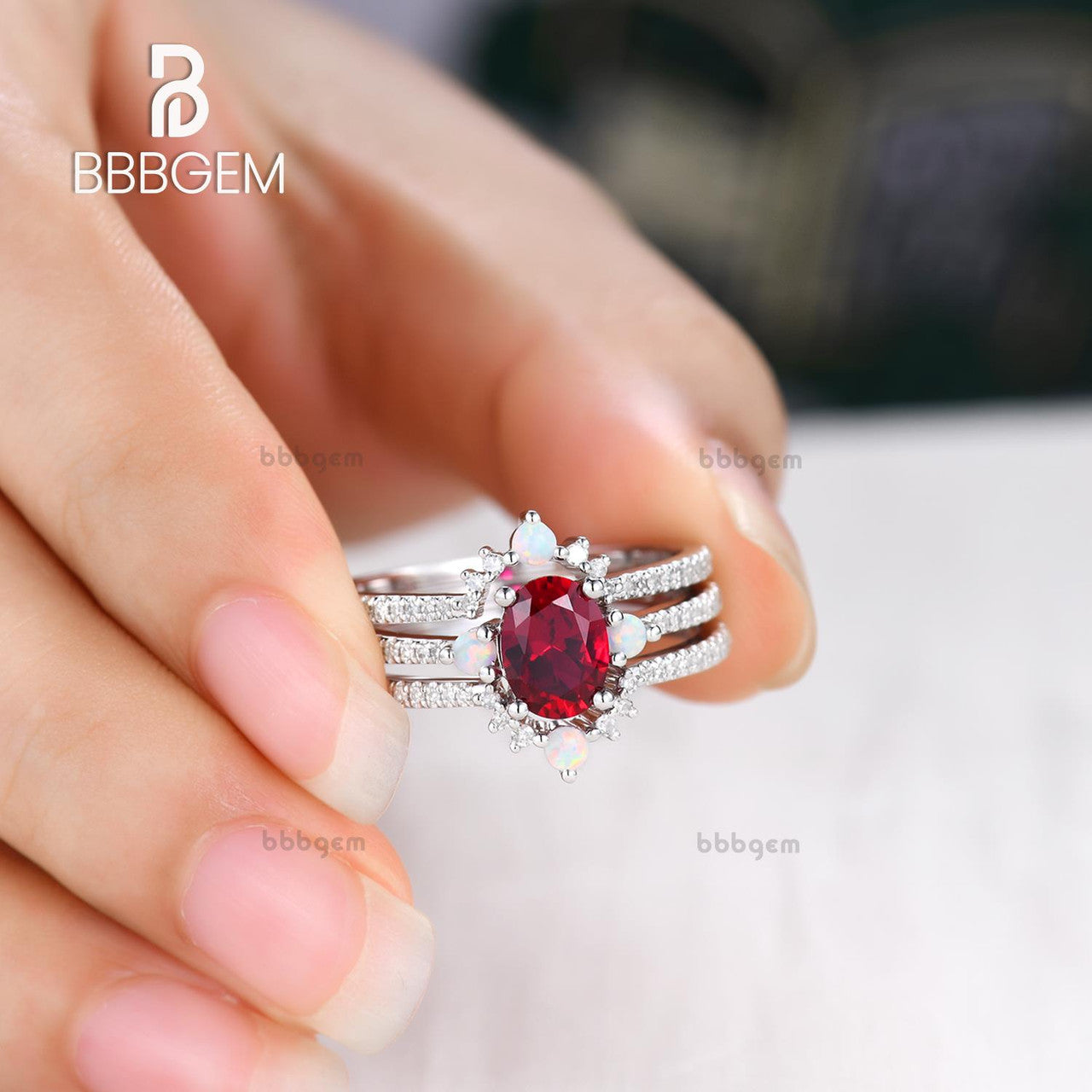 ruby wedding ring sets white gold-3 stone ruby opal diamond engagement ring set-diamond and ruby wedding ring sets