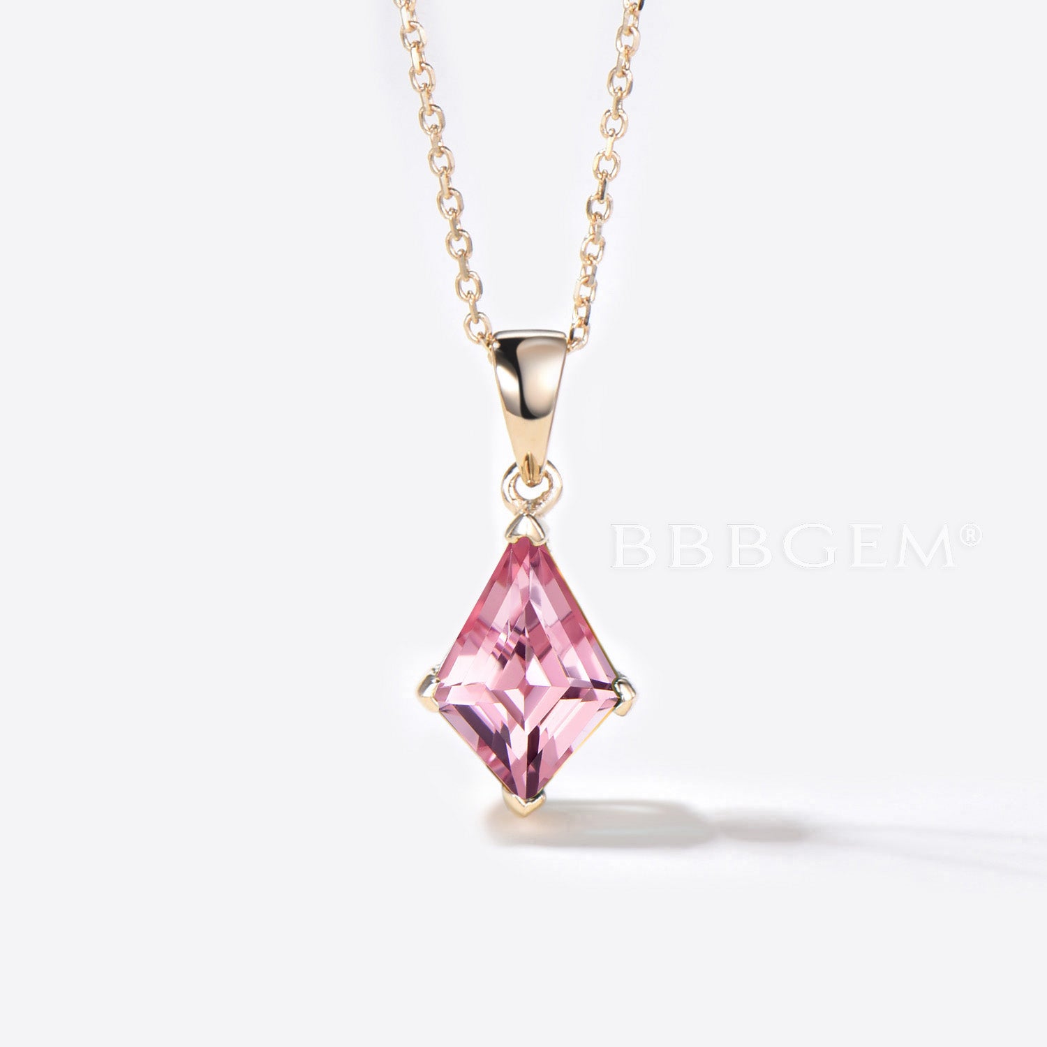 Kite Padparadscha Sapphire Necklace Rose Gold Peach Sapphire
