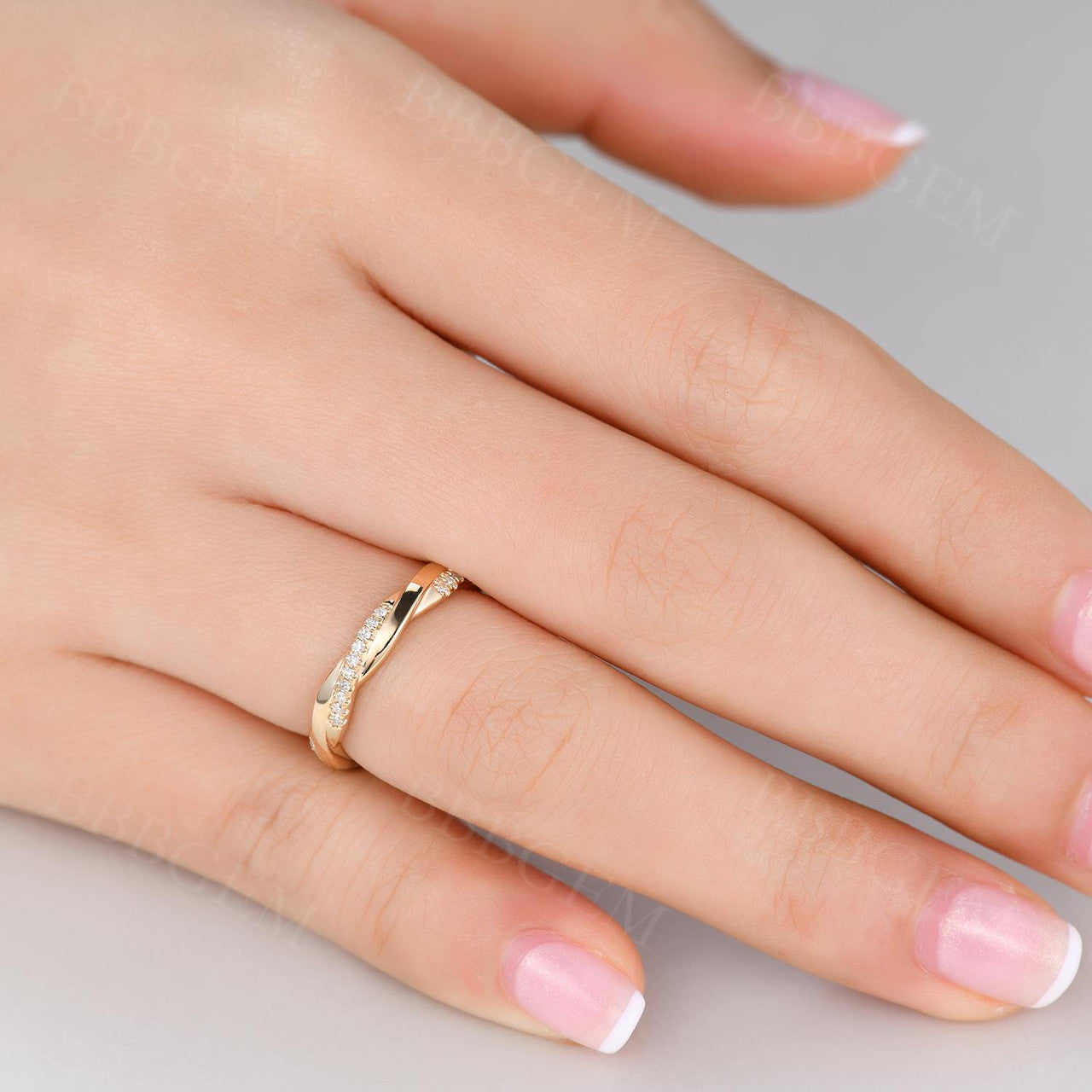 willow ring-twisted diamond band-infinity stacker women band-bbbgem ring band