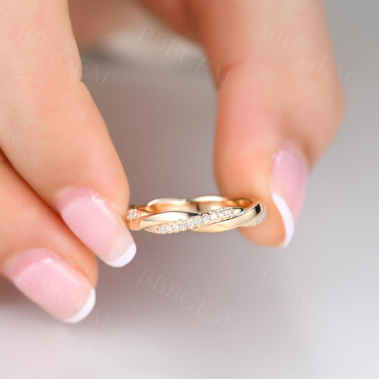 willow ring-twisted diamond band-infinity stacker women band-bbbgem ring band