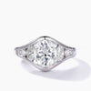 Big 2 Carat Oval Moissanite Full Channel Set Engagement Ring Semi Bezel Trilogy Ring