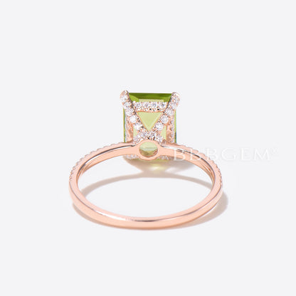 2ct Emerald Peridot Engagement Ring Rose Gold Diamond Wedding Ring