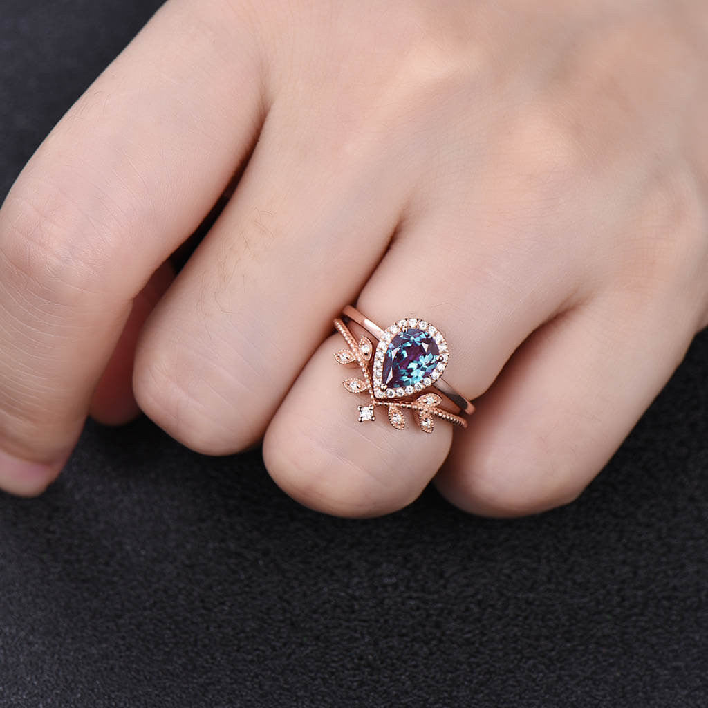 alexandrite engagement ring set