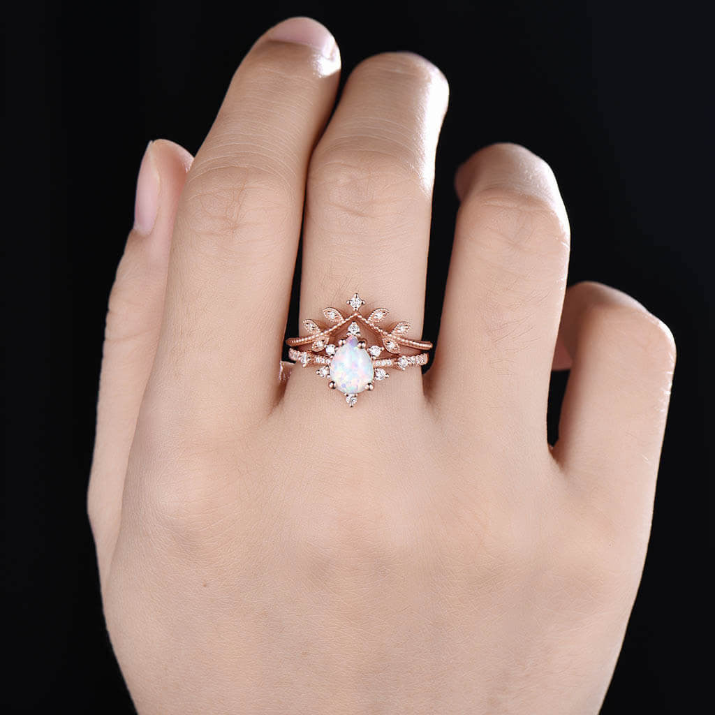 Fire Opal Engagement Ring-BBBGEM Opal Engagement Rings Rose Gold