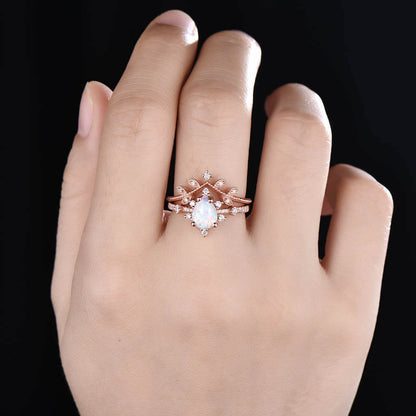 Fire Opal Engagement Ring-BBBGEM Opal Engagement Rings Rose Gold