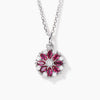 Marquise Cut Ruby Wedding Necklace Diamond Cluster Floral White Gold Pendant