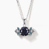 Round Cut Blue Sandstone Moon Necklace Marquise Alexandrite Cluster Pendant