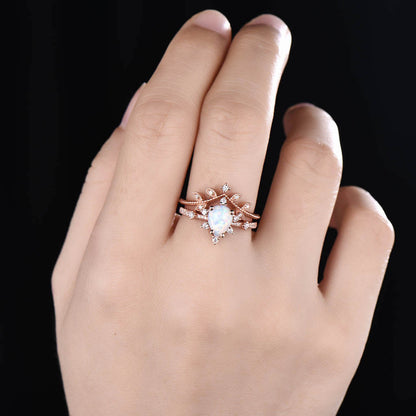 Teardrop Opal Ring-BBBGEM Opal Engagement Rings Rose Gold