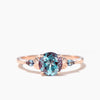 Round Cut Alexandrite Engagement Ring Color-change Gemstone Three Stone Ring