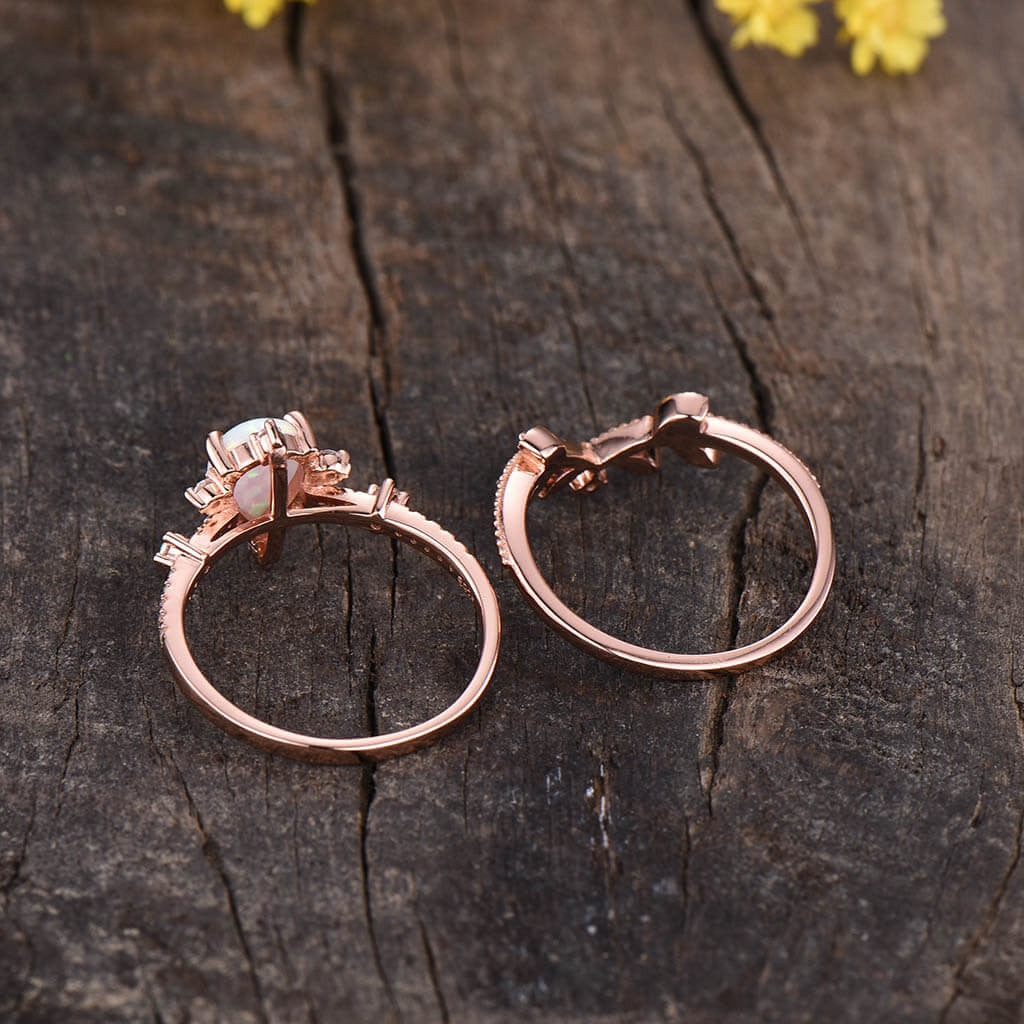 Rose Gold Opal Ring-BBBGEM Opal Engagement Rings Rose Gold