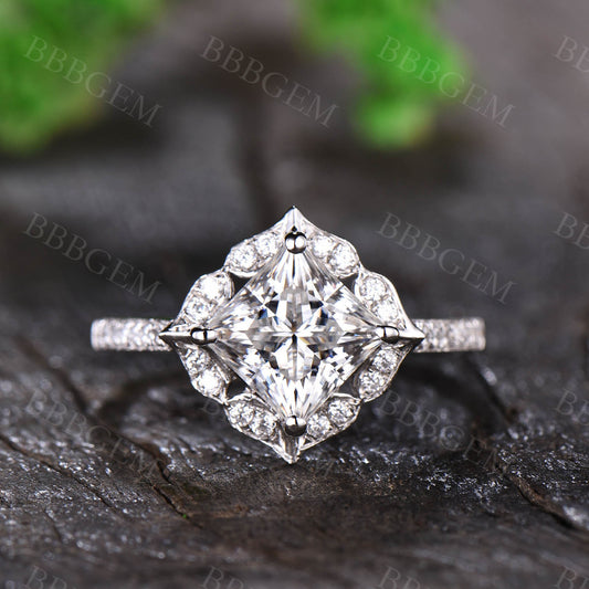 Princess Cut Moissanite Ring-BBBGEM Moissanite Ring