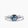 Round Cut Color-change Alexandrite Wedding Ring Marquise Diamond Cluster Ring