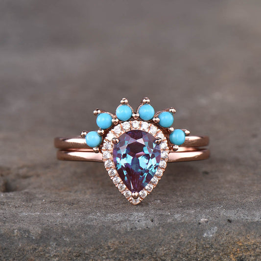 lab alexandrite engagement ring