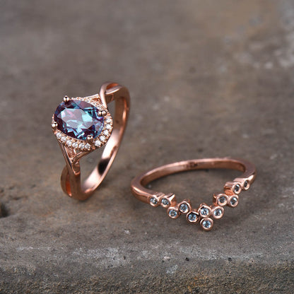 alexandrite engagement ring rose gold