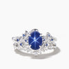 Oval Cut Star Blue Spphire Wedding Ring Diamond Curved Nature Inspired Ring Set