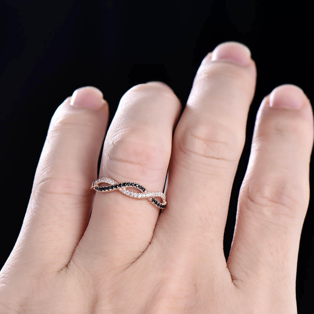 black diamond band-BBBGEM Twisted Infinity Diamond Wedding Bands