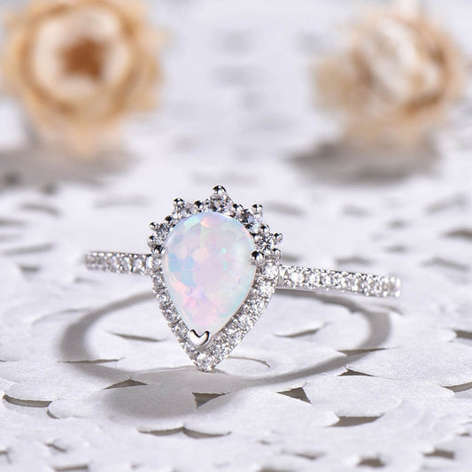 white gold opal ring